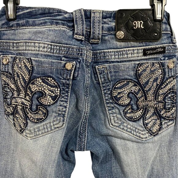 Miss Me Straight‎ Leg Embellished Jeans Je5375T4r Size 26 - Picture 1 of 12